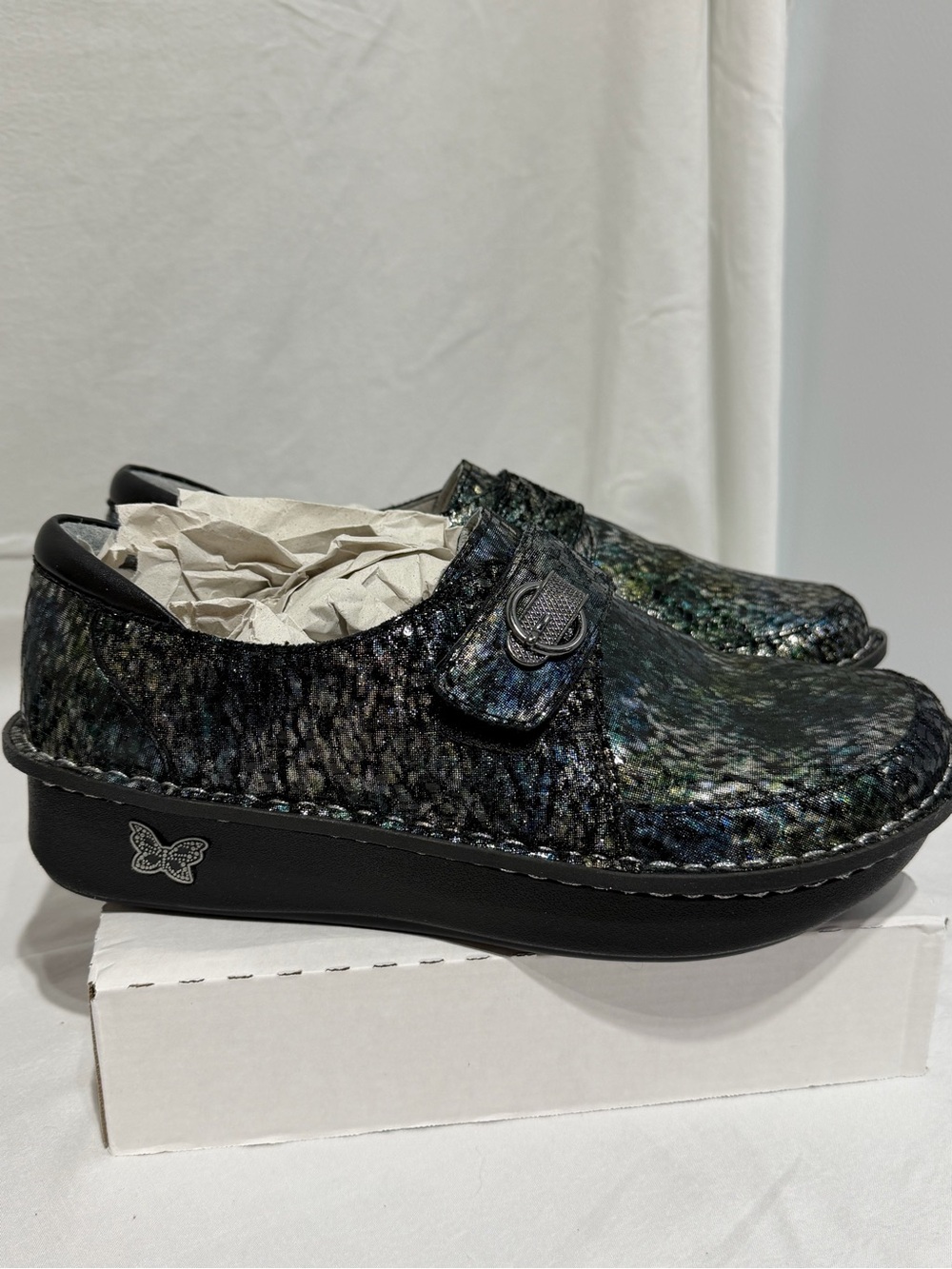 Alegria Metallic Black Multi Comfort Clog